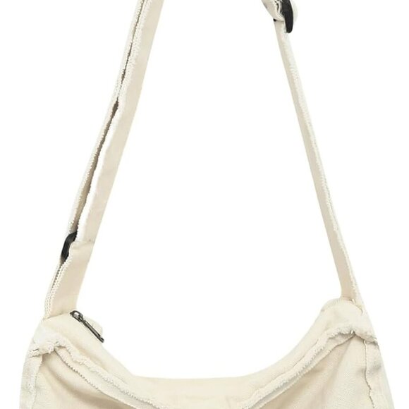 Canvas Hobo Crossbody Bag Women Men Large Capacity Travel Work Purse - Picture 1 of 6